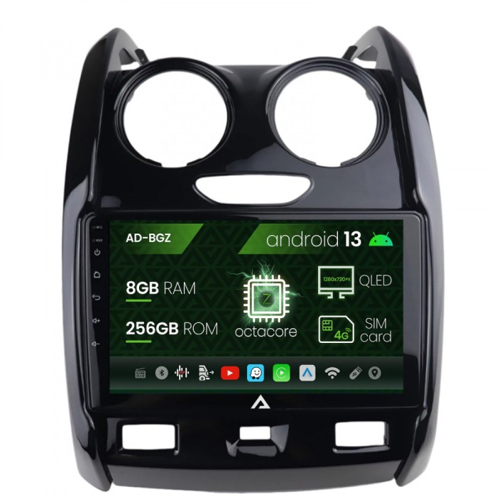 Navigatie Dacia Duster (2012-2019), Android 13, Z-Octacore 8GB RAM + 256GB ROM, 9 Inch - AD-BGZ9008+AD-BGRKIT366V2