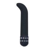 Vibrator pentru punctul G TOYZ4LOVERS G-Diamonds Curve, design cu strasuri, cu vibrații multiple, 15.2 cm, negru (00904383)