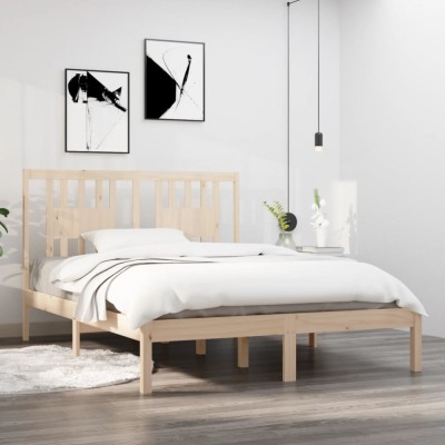 vidaXL Cadru de pat mic dublu 4FT, 120x190 cm, lemn masiv foto