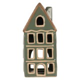 Cumpara ieftin Candela Casuta Craciun ceramica verde maro 9x8x19 cm