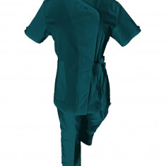 Costum Medical Pe Stil, Turcoaz Inchis cu Elastan, Model Andreea - 3XL, 3XL