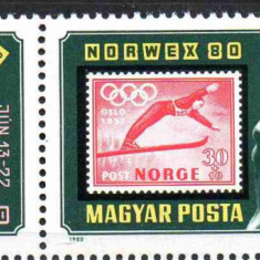 UNGARIA 1980, Expo Filatelica Norwex 80, Sport, tb/tb, MNH, serie neuzata