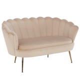 Cumpara ieftin Banca catifea bej crom auriu Noblin 135x75x78 cm