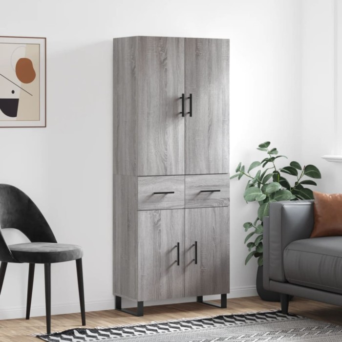 vidaXL Dulap &icirc;nalt, gri sonoma, 69,5x34x180 cm, lemn compozit