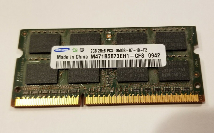Memorie laptop 2gb DDR3 RAM, M471B5673FH0-CF8, 2GB 2Rx8 PC3 - 8500S - 07- 10 -F2