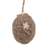 Cumpara ieftin Set 3 oua decorative Paste textil alb maro 5x7 cm