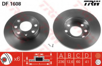 Disc frana OPEL CORSA B (73, 78, 79) (1993 - 2002) TRW DF1608 foto