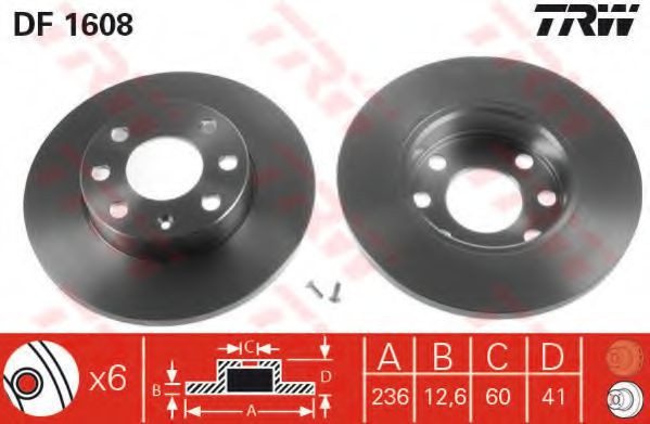 Disc frana OPEL ASTRA F Hatchback (53, 54, 58, 59) (1991 - 1998) TRW DF1608