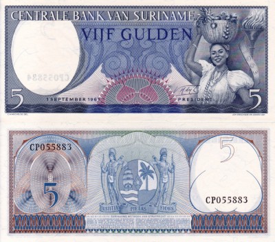 SURINAME 5 gulden 1963 UNC!!! foto