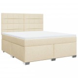Cumpara ieftin Pat continental cu saltea, crem, 180x200 cm, textil