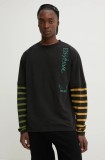 Desigual longsleeve din bumbac PAUL culoarea negru, modelator, 24WMTK22