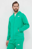 Cumpara ieftin The North Face bluza barbati, culoarea verde, cu glugă, neted, NF0A87FBPO81