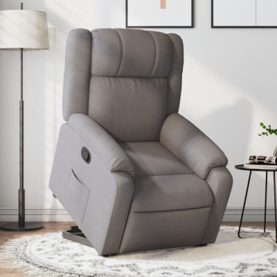 vidaXL Fotoliu rabatabil cu ridicare pe verticală, gri taupe, textil 3205210 foto