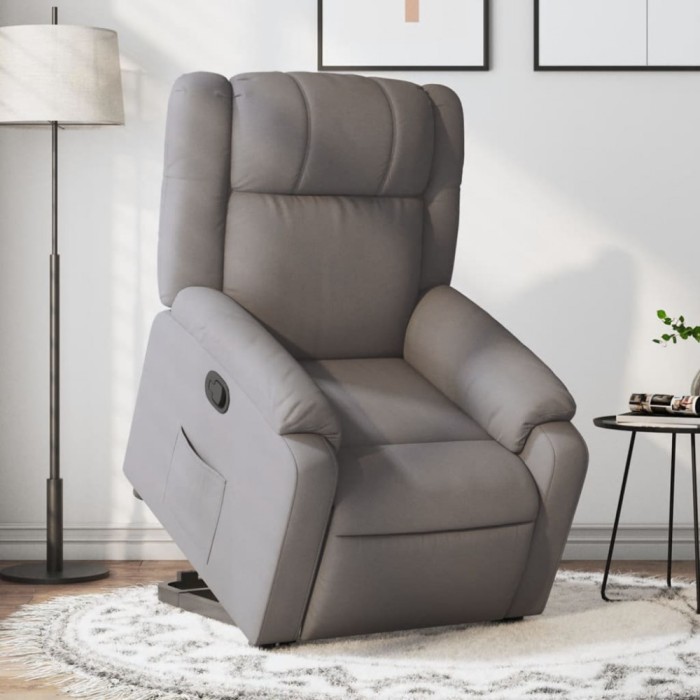 vidaXL Fotoliu rabatabil cu ridicare pe verticală, gri taupe, textil 3205210