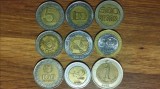 Start colectie sau superb cadou pentru un colectionar - set 9 monede diferite bimetal - multe din America de Sud - foarte frumoase !
