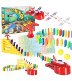 Set joc educational creativ Domino cu lansator de avion, educativ STEM