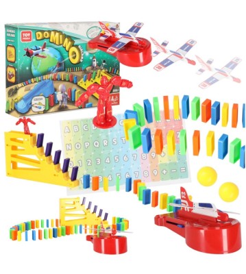 Set joc educational creativ Domino cu lansator de avion, educativ STEM foto