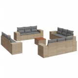 Set canapele de gradina, 13 piese, cu perne, bej, poliratan