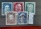 TS21 - Timbre serie DDR - 1975 Mi2025-29 Personalitati, Stampilat
