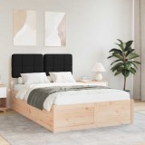 Cumpara ieftin Cadru de pat cu tablie tapitata cu headboard Negru 120 x 200 cm