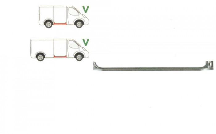 Prag VW Transporter (T4) Caravelle Multivan 07.1990-03.2003 Dreapta sub usa culisanta, metal (pentru modelul scurt si lung), prag din metal