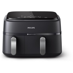 Friteuza dubla fara ulei Airfryer Seria 3000 NA351/00, tehnologia Rapid Air, 2 recipiente de 2 dimensiuni, afisaj digital, 8 presetari, capacitate 9 l