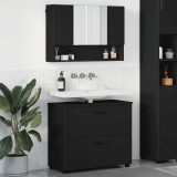 Cumpara ieftin Set de mobilier pentru baie 2 buc. Negru 76,5 x 35 x 64 cm