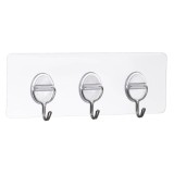 Cuier Autocolant Triplu, Transparent, 20x7.5cm, CMCLASS