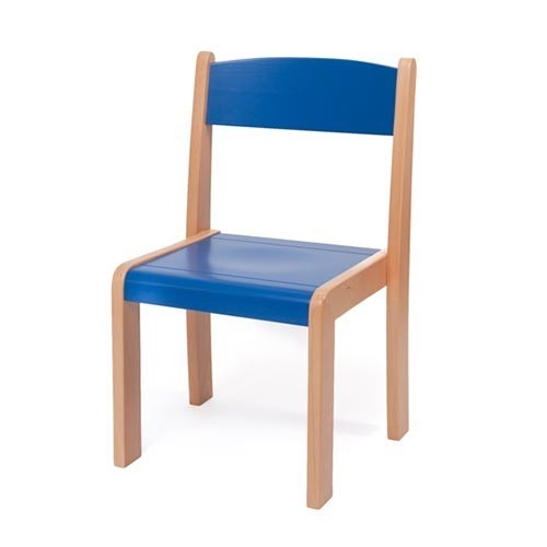 Scaun lemn gradinita Bambi, H31, albastru