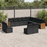Cumpara ieftin Gossi set mobilier de gradina cu perne, 13 piese, negru, poliratan