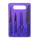 Set 5 piese bucatarie, tocator, foarfeca, cutit