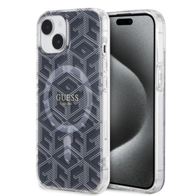 Husa pentru iPhone 15 Plus / iPhone 14 Plus - Guess IML GCube MagSafe (GUHMP15MHGCUSTGK) - Black foto