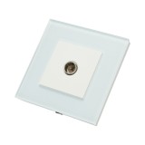 Priza TV simpla alba cu rama din sticla 86x86mm