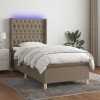 VidaXL Pat cu arcuri, saltea și LED, Gri taupe, 100x200 cm, textil 3139097