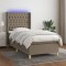 vidaXL Pat cu arcuri, saltea și LED, Gri taupe, 100x200 cm, textil 3139097