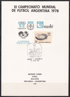 Argentina 1978 - Cupa Mondială de fotbal -Argentina, Finala Mare, carton special foto
