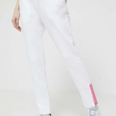 Love Moschino pantaloni de trening din bumbac culoarea alb, neted