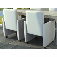 vidaXL Scaune de bucătărie, 2 buc., alb, piele ecologică