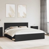 Cumpara ieftin Cadru de pat cu headboard Negru 180 x 200 cm Lemn de pin masiv