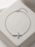 Cumpara ieftin Bratara din Argint 925 cu Cruce Orizontala Full Pave , Spiritualitate E i Rafinament Modern