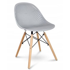 Scaun stil scandinav, PP, lemn, gri, 45x56x77 cm, Cava foto