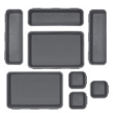 Set organizatoare pentru sertare, 8 piese interconectabile, plastic gri, Springos