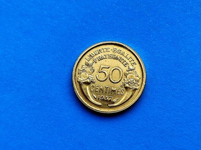 50 Centimes 1937 Franta-AUNC-in realitate arata bine! foto