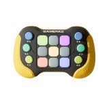 Jucarie interactiva flippy, tip consola pop it, 6 butoane functionale, 5 moduri de joc, 600 niveluri, + 3 ani, galben/negru