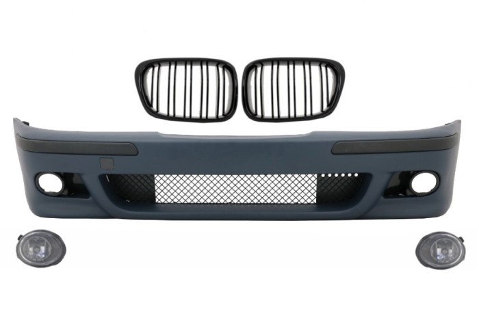 Bara Fata BMW E39 Seria 5 (1995-2003) cu Proiectoare Lumini de Ceata si Grile Centrale Negru Lucios M5 Look Performance AutoTuning