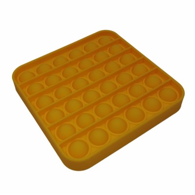 Jucarie antistres, Pop it, silicon, patrat, 12.5 cm, galben foto