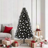 vidaXL Brad de Crăciun cu 300 LED cu suport Negru 180 cm PVC 3396483