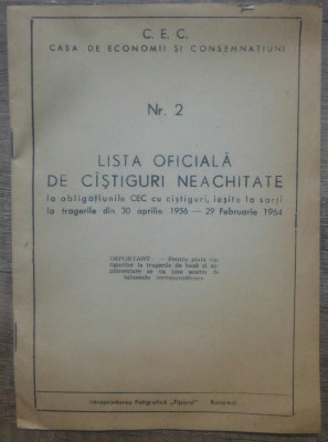 Lista oficiala de castiguri neachitate la obligatiunile CEC// 1964 foto