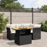 Cumpara ieftin Gossi set mobilier de gradina cu perne, 5 piese, negru, poliratan