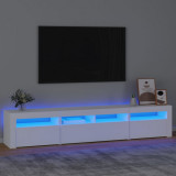 Cumpara ieftin Dulap TV cu lumini LED, alb, 210x35x40 cm